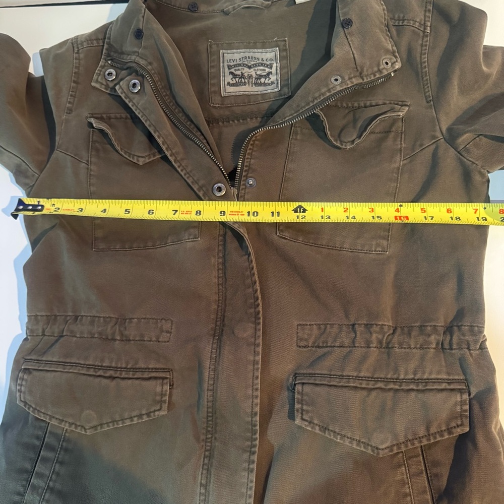 Vintage Levis Women’s Sz Olive Green Cotton Military Field Jacket Utility Coat - Picture 3 of 9